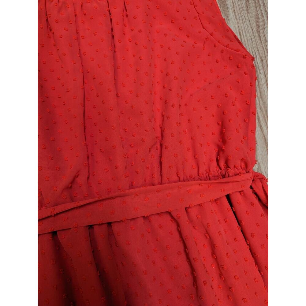 Maison Jules Women's Swiss Dot A Line Red Dress Sleeveless Size XL Sheer Whimsy - Picture 10 of 14